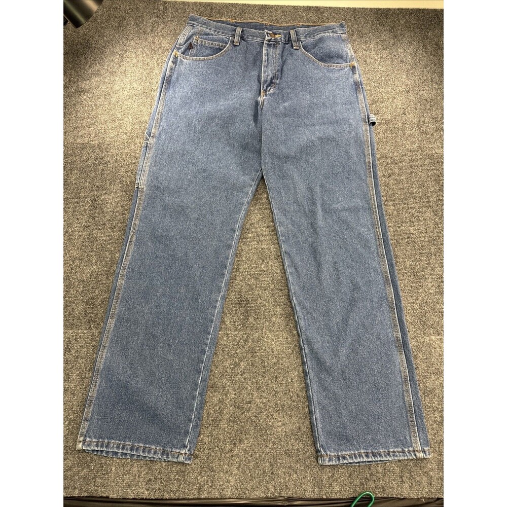 Red Kap Carpenter Work Jeans Men’s 33x32 Blue Denim Utility Hammer Loop